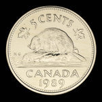 Canada, Elizabeth II, 5 cents <br /> 1989