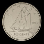 Canada, Elizabeth II, 10 cents <br /> 1989