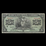 Canada, Barclays Bank, 5 dollars <br /> September 3, 1929