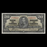 Canada, Bank of Canada, 20 dollars <br /> January 2, 1937