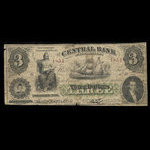 Canada, Central Bank of New Brunswick, 3 dollars : November 1, 1860