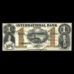 Canada, International Bank of Canada, 1 dollar : September 15, 1858