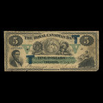 Canada, Royal Canadian Bank, 5 dollars <br /> July 26, 1865
