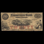 Canada, Zimmerman Bank, 20 dollars <br /> June 7, 1856