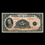 Canada, Bank of Canada, 5 dollars <br /> 1935