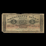 Canada, Merchants' Bank of Halifax, 5 dollars <br /> July 1, 1871