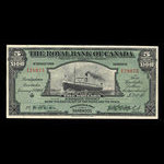Barbados, Royal Bank of Canada, 5 dollars <br /> January 2, 1920