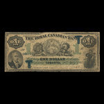 Canada, Royal Canadian Bank, 1 dollar <br /> July 26, 1865