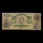 Canada, St. Stephen's Bank, 3 dollars <br /> February 1, 1886