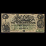 Canada, Westmorland Bank of New Brunswick, 5 dollars <br /> August 1, 1861