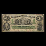 Canada, Royal Canadian Bank, 1 dollar <br /> July 4, 1865