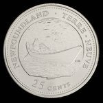 Canada, Elizabeth II, 25 cents <br /> March 5, 1992
