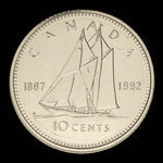 Canada, Elizabeth II, 10 cents <br /> 1992