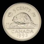 Canada, Elizabeth II, 5 cents <br /> 1993