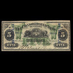 Canada, Consolidated Bank of Canada, 5 dollars <br /> July 1, 1876