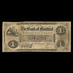 Canada, Bank of Montreal, 1 dollar <br /> August 1, 1856
