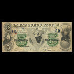 Canada, Banque du Peuple (People's Bank), 5 dollars <br /> November 6, 1885