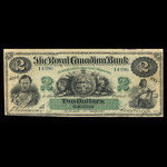 Canada, Royal Canadian Bank, 2 dollars <br /> July 26, 1865
