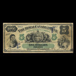 Canada, Royal Canadian Bank, 5 dollars <br /> July 26, 1865