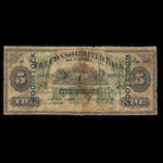 Canada, Consolidated Bank of Canada, 5 dollars <br /> July 1, 1876