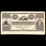 Canada, Bank of British North America, 20 dollars <br /> January 1, 1855
