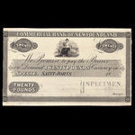 Canada, Commercial Bank of Newfoundland, 20 pounds <br /> 1859