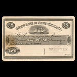 Canada, Union Bank of Newfoundland, 2 pounds <br /> April 7, 1854