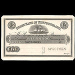 Canada, Union Bank of Newfoundland, 5 pounds <br /> 1864
