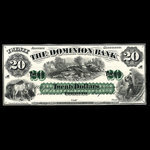 Canada, Dominion Bank, 20 dollars <br /> May 1, 1871