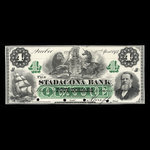 Canada, Stadacona Bank, 4 dollars <br /> April 2, 1874
