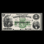 Canada, Standard Bank of Canada, 5 dollars <br /> November 1, 1876