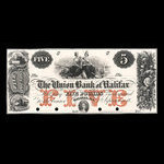 Canada, Union Bank of Halifax, 5 livres <br /> September 1, 1861
