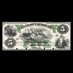 Canada, Bank of Yarmouth, 5 dollars <br /> July 1, 1870