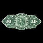 Canada, Exchange Bank of Canada, 10 dollars <br /> November 1, 1872