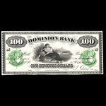 Canada, Dominion Bank, 100 dollars <br /> October 1, 1873