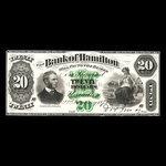 Canada, Bank of Hamilton, 20 dollars <br /> January 2, 1873