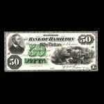 Canada, Bank of Hamilton, 50 dollars <br /> January 2, 1873