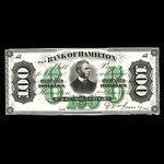 Canada, Bank of Hamilton, 100 dollars <br /> January 2, 1873