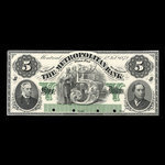 Canada, Metropolitan Bank, 5 dollars <br /> February 1, 1872
