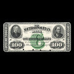 Canada, Metropolitan Bank, 100 dollars <br /> May 1, 1872