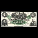 Canada, Dominion Bank, 4 dollars <br /> February 1, 1871