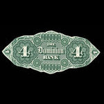 Canada, Dominion Bank, 4 dollars <br /> February 1, 1871