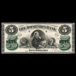 Canada, Dominion Bank, 5 dollars <br /> February 1, 1871