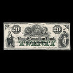 Canada, Royal Canadian Bank, 20 dollars <br /> October 2, 1871