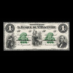 Canada, Banque de St. Hyacinthe, 4 dollars <br /> January 2, 1874