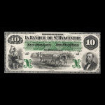 Canada, Banque de St. Hyacinthe, 10 dollars <br /> January 2, 1874