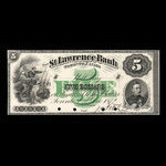 Canada, St. Lawrence Bank, 5 dollars <br /> December 2, 1872