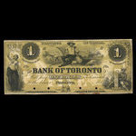 Canada, Bank of Toronto (The), 1 dollar <br /> 1859