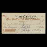 Canada, Bank of British Columbia, 136 dollars, 76 cents <br /> September 28, 1885