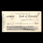 Canada, Bank of Toronto (The), 13 dollars, 42 cents <br /> October 1, 1866